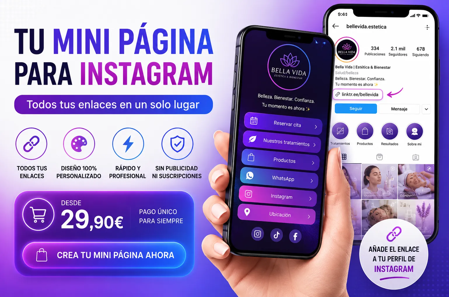 Mini página profesional para Instagram